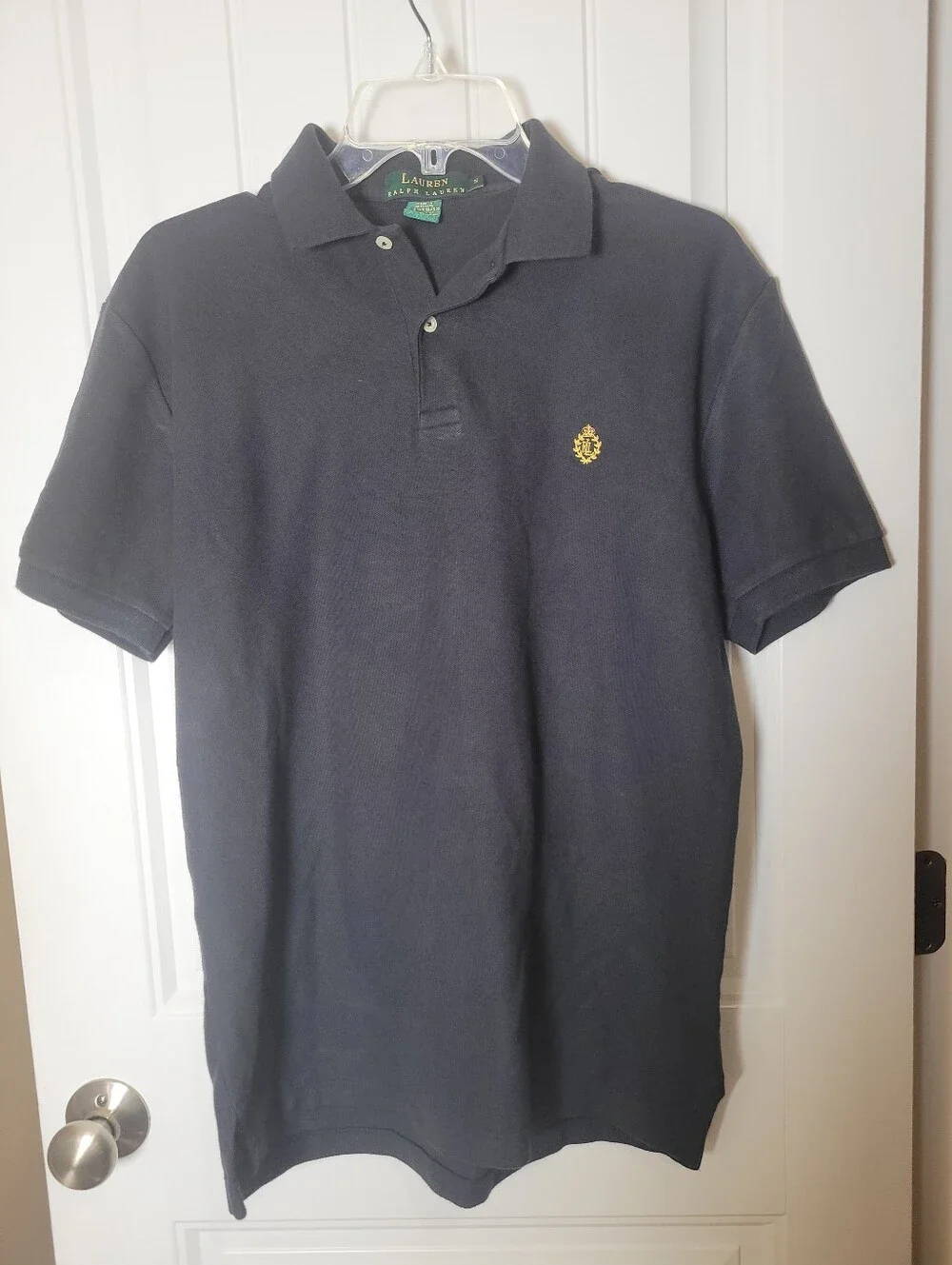 Lauren Ralph Lauren Navy Polo with Gold Crest Emblem Size S